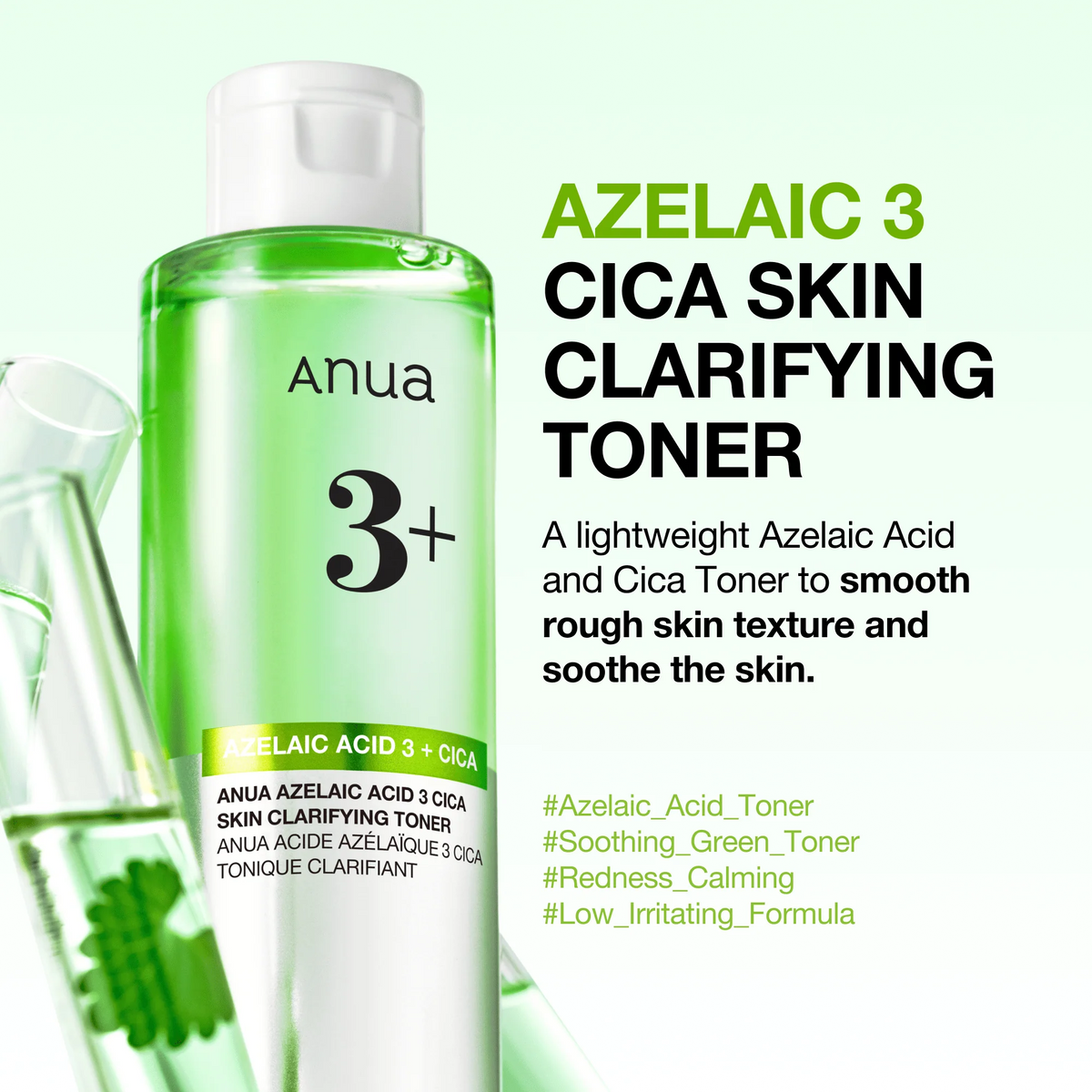 Anua Azelaic 3 Cica Skin Clarifying Toner for calming redness and smoothing skin texture
