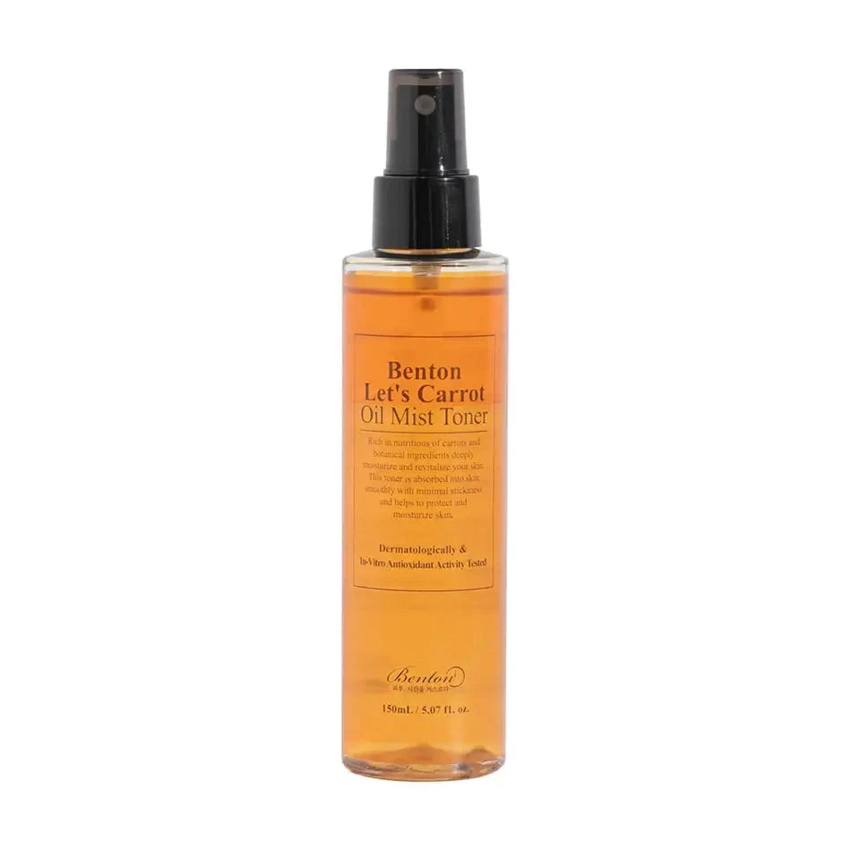 Divu tekstūru toniks ar burkānu eļļu Benton Let's Carrot Oil Mist Toner