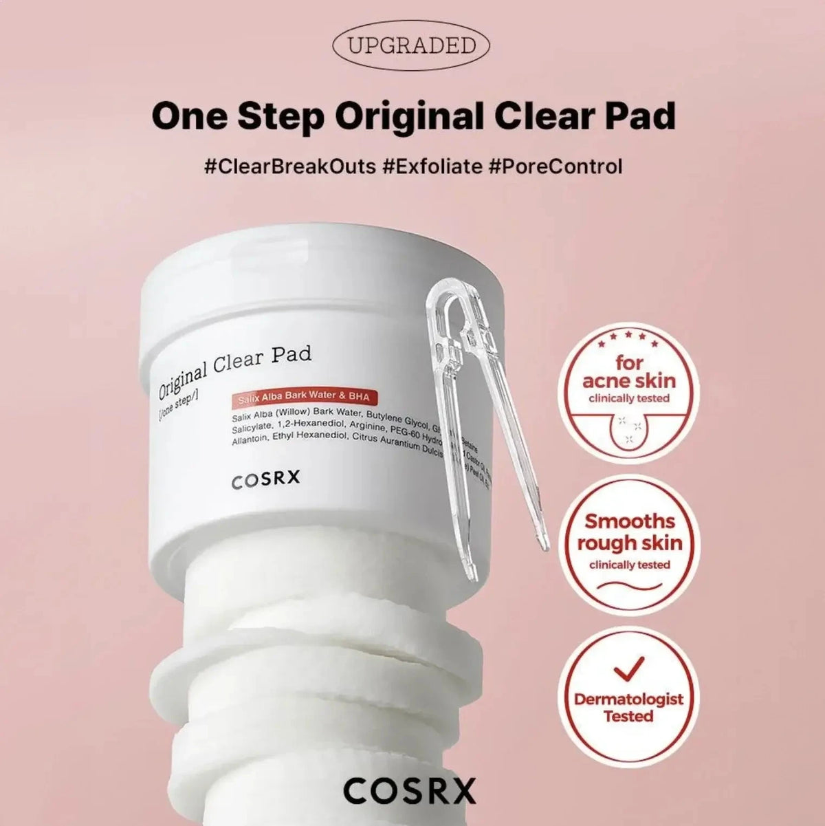 Tīrīšanas spilventiņi priekš sejas ar BHA-skābi COSRX Original Clear Pad
