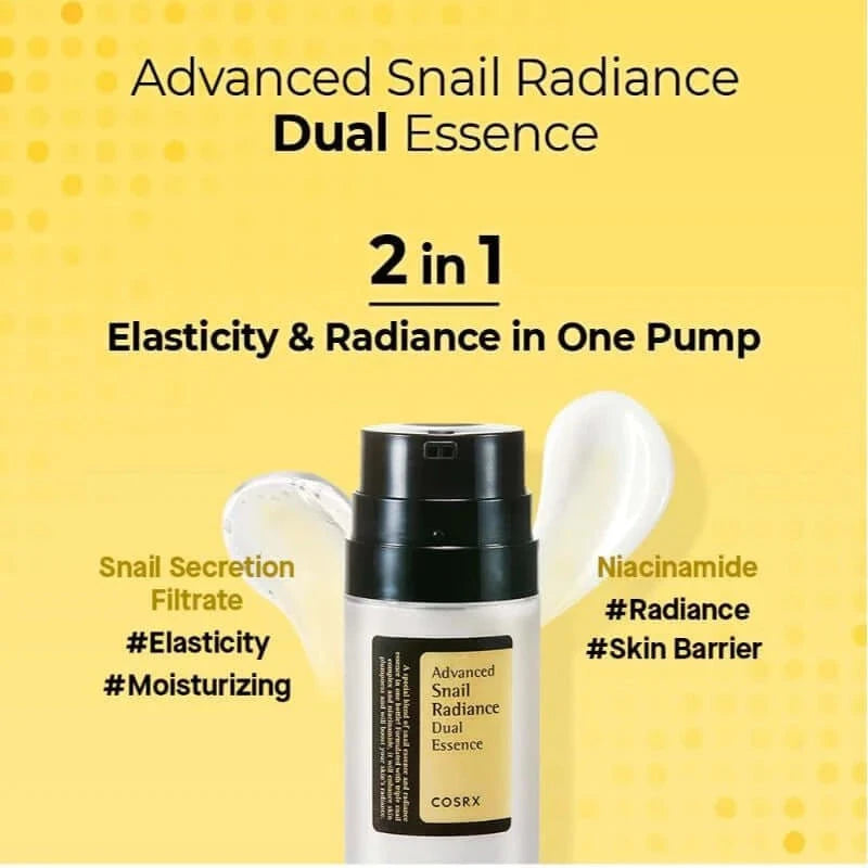 Dubultā esence ar gliemežu mucīnu un niacinamīdu Cosrx Advanced Snail Radiance Dual Essence