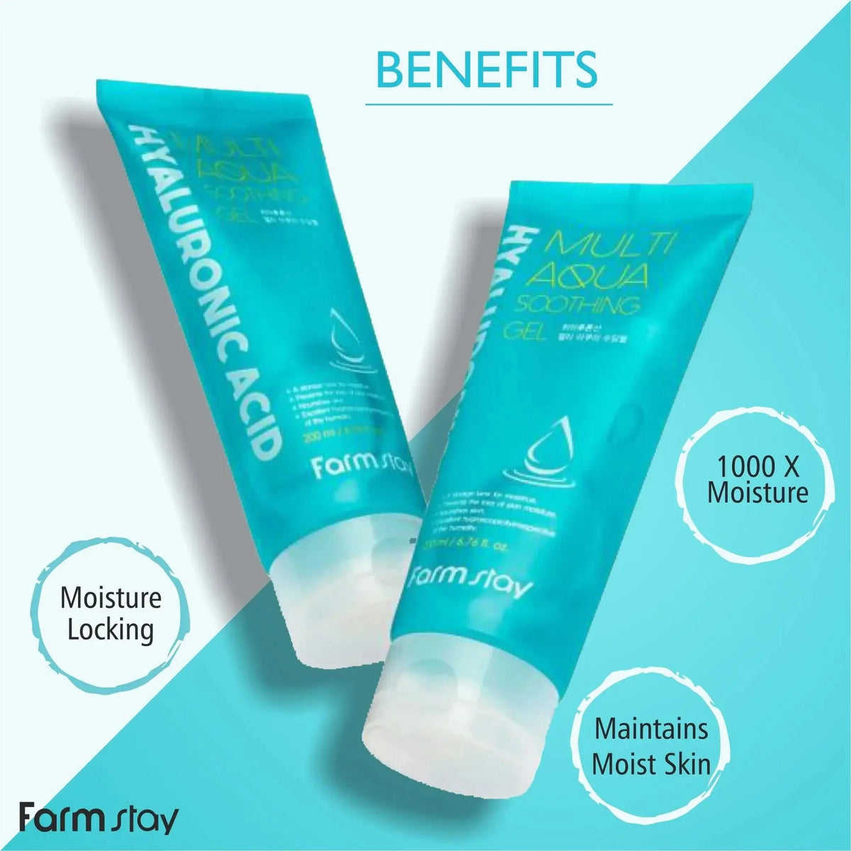 Daudzfunkcionāls nomierinošs gels ar hialuronskābi FarmStay Hyaluronic Acid Multi Aqua Soothing Gel