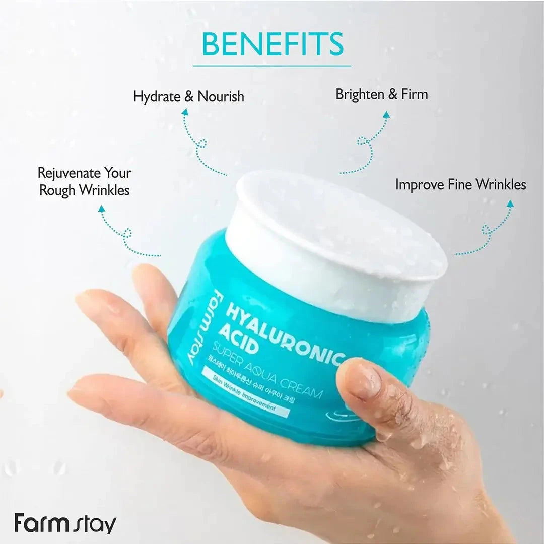 Mitrinošs krēms uz hialuronskābes bāzes FarmStay Hyaluronic Acid Super Aqua Cream