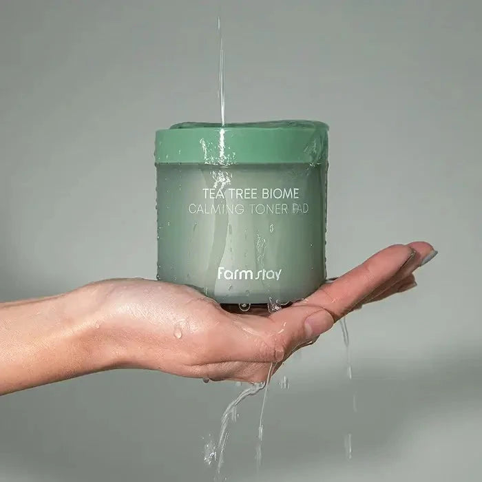 Nomierinoši spilventiņi sejas ādai FarmStay Tea Tree Biome Calming Toner Pad