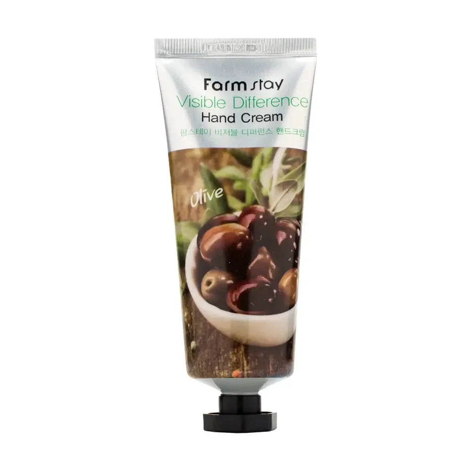 Mitrinošs roku krēms ar olīvu ekstraktu FarmStay Visible Difference Hand Cream Olive