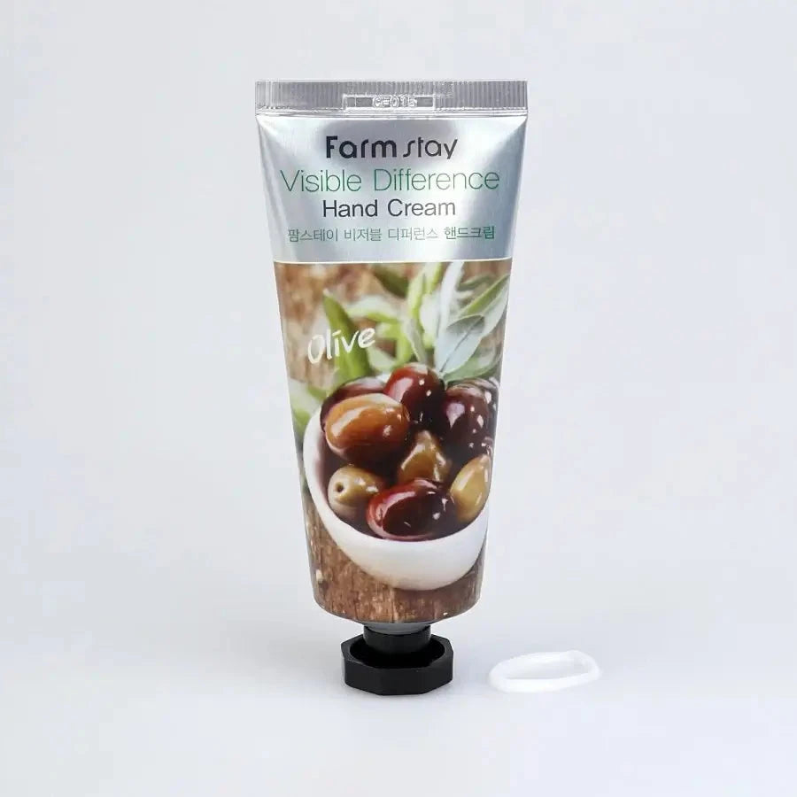 Mitrinošs roku krēms ar olīvu ekstraktu FarmStay Visible Difference Hand Cream Olive