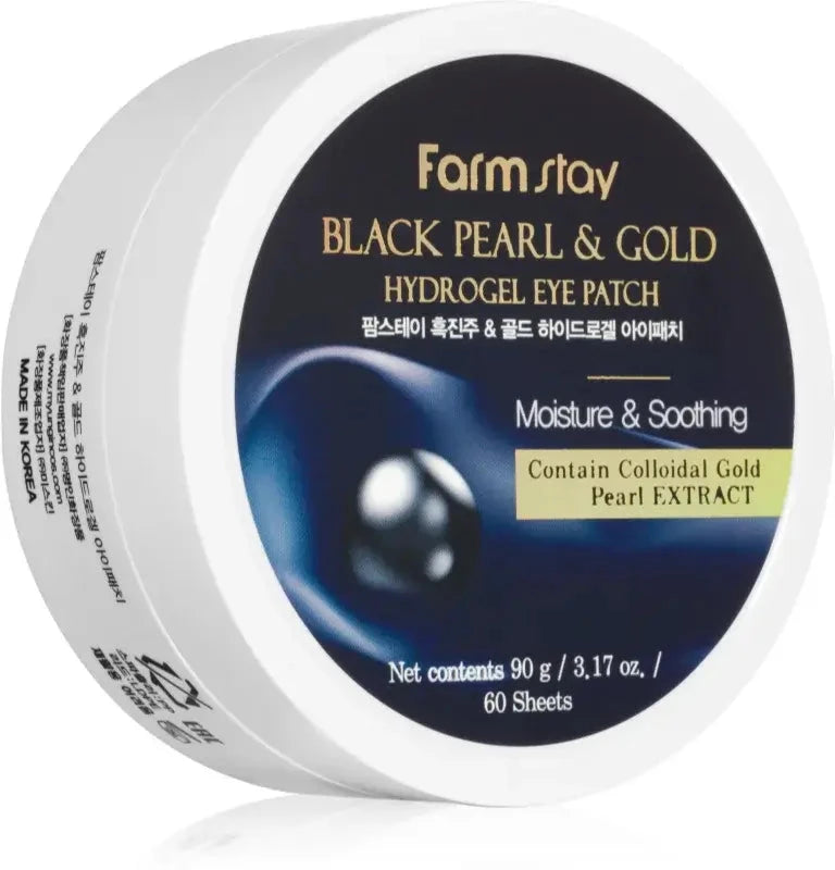 Hidrogela spilventiņi ar zeltu un melnām pērlēm Farmstay Black Pearl & Gold Eye Patches