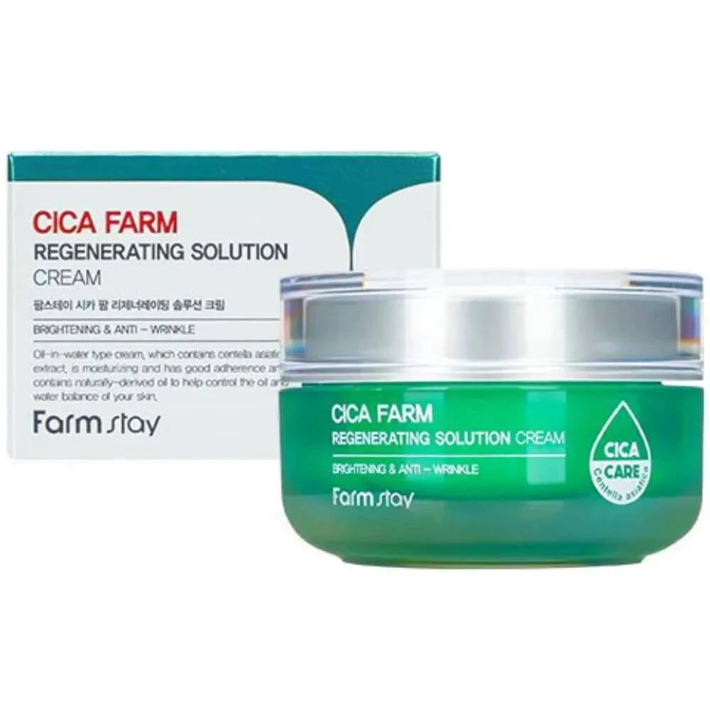 Atjaunojošs krēms sejai ar Āzijas Centellas ekstraktu Farmstay Cica Farm Regenerating Solution Cream