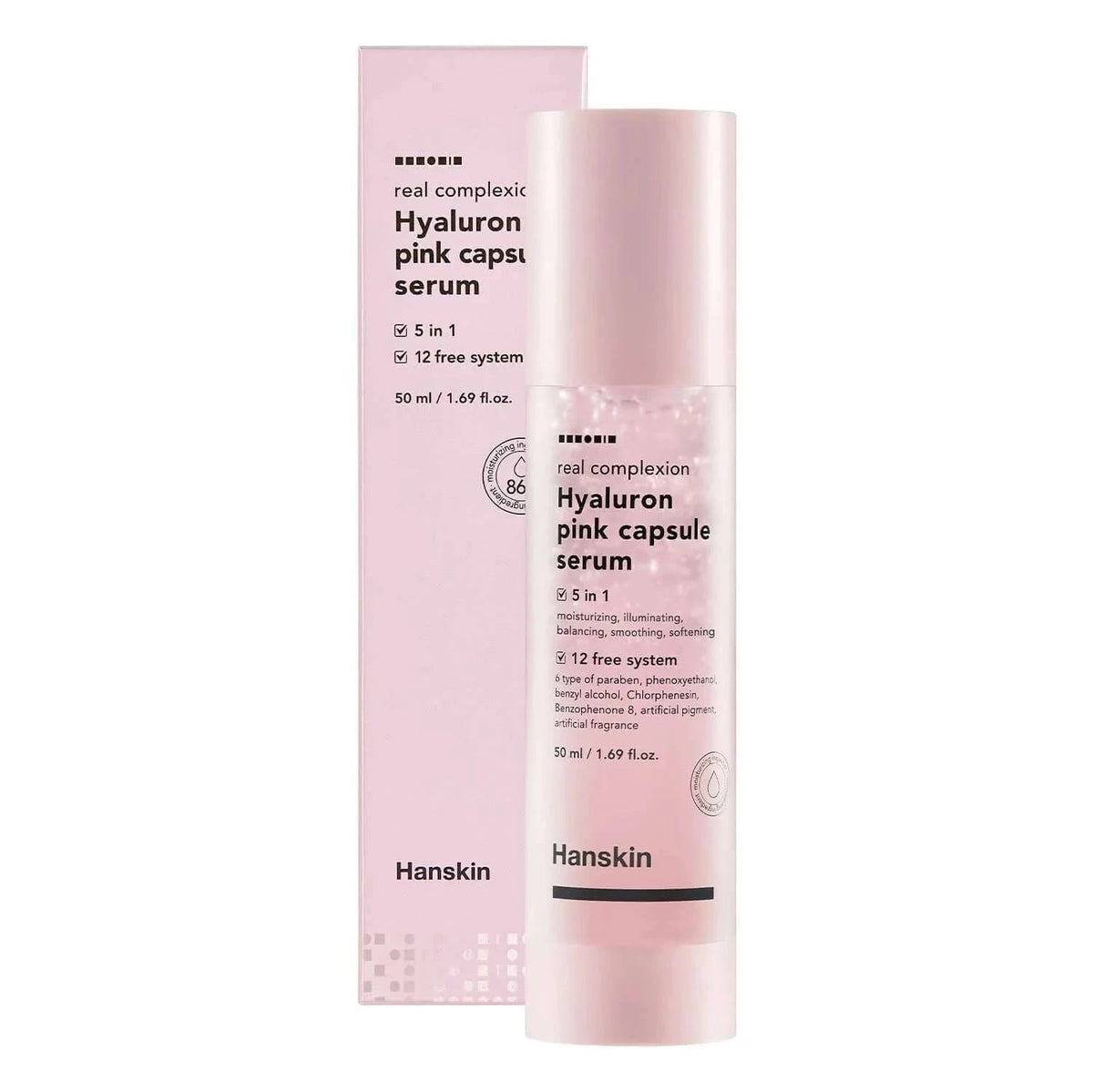 Hialurona serums Hanskin Real Complexion Hyaluron Pink Capsule Serum