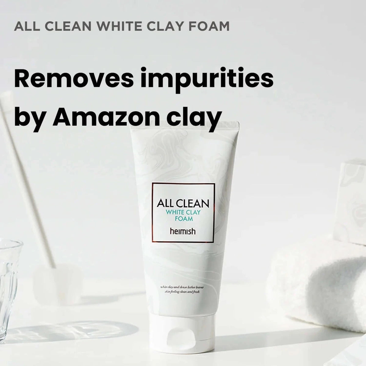 Māla putiņas dziļai poru attīrīšanai Heimish All Clean White Clay Foam