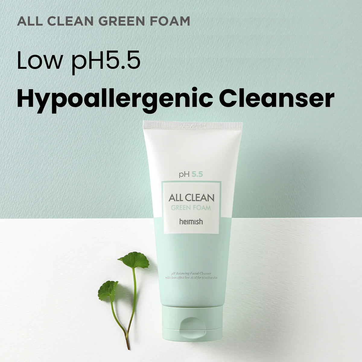 Vājskābju gels sejas mazgāšanai jutīgai ādai Heimish pH 5.5 All Clean Green Foam