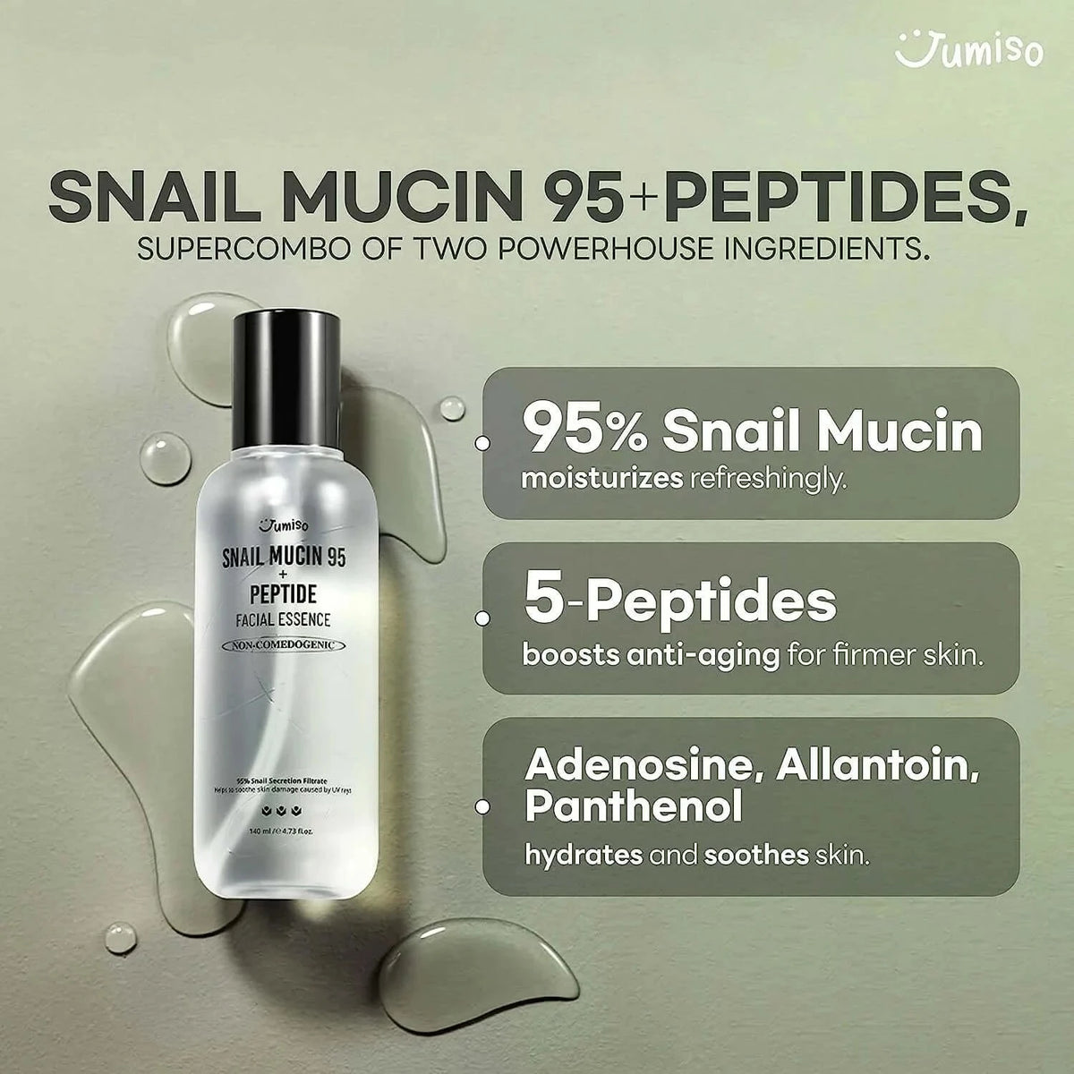 Esence ar gliemežu mucīnu 95% un peptīdiem Jumiso Snail Mucin 95 + Peptide Essence