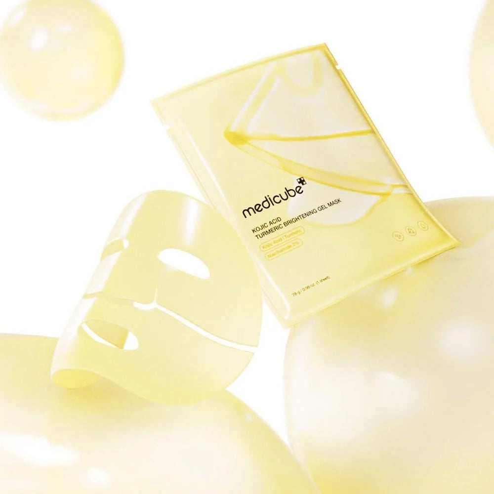 Mirdzumu piešķiroša hidrogēla maska ar kurkumu Medicube Kojic Acid Turmeric Brightening Gel Mask