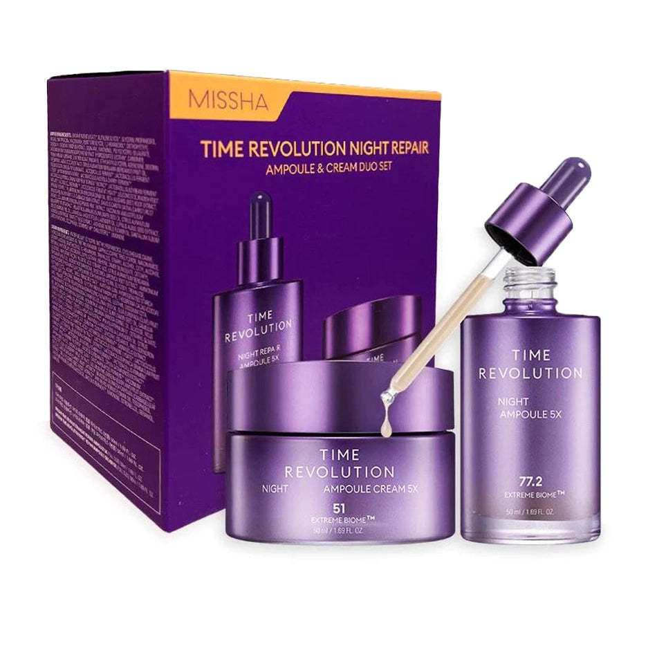Nakts krēma un ampulas komplekts Missha Time Revolution Night Repair Ampoule & Cream Duo