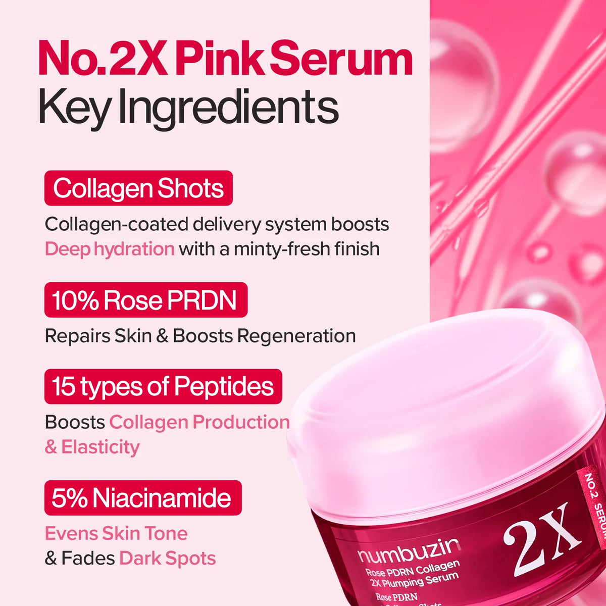 Numbuzin No.2 Rose PDRN Collagen 2X Plumping Serum