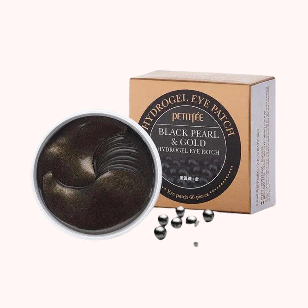 Hidrogela spilventiņi ādai zem acīm ar melnajām pērlēm Petitfee Black Pearl & Gold Hydrogel Eye Patch