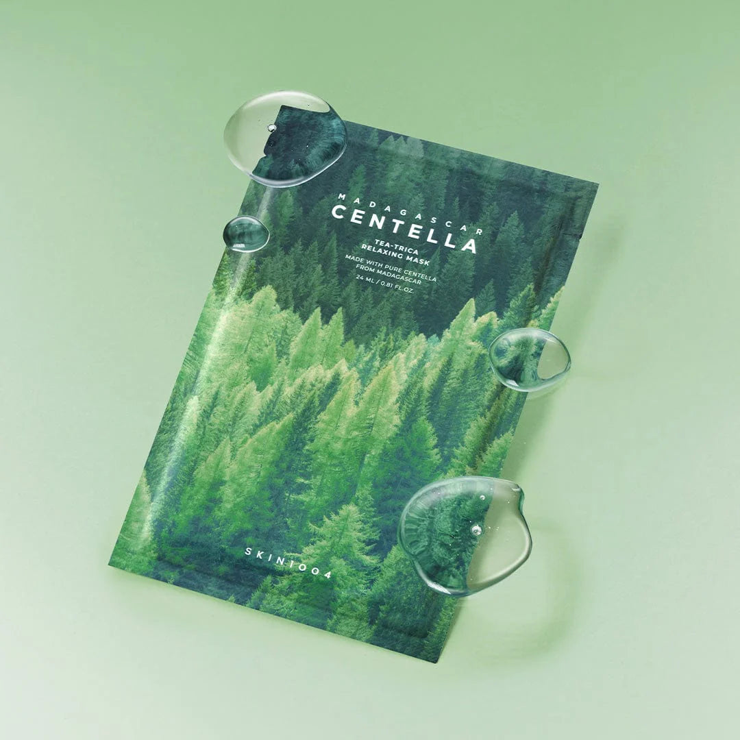 Auduma maska problemātiskai ādai SKIN1004 Madagascar Centella Tea-Trica Relaxing Mask