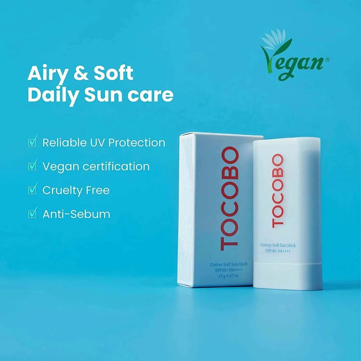 Saules aizsargzīmulis TOCOBO COTTON SOFT SUN STICK SPF50+ PA++++
