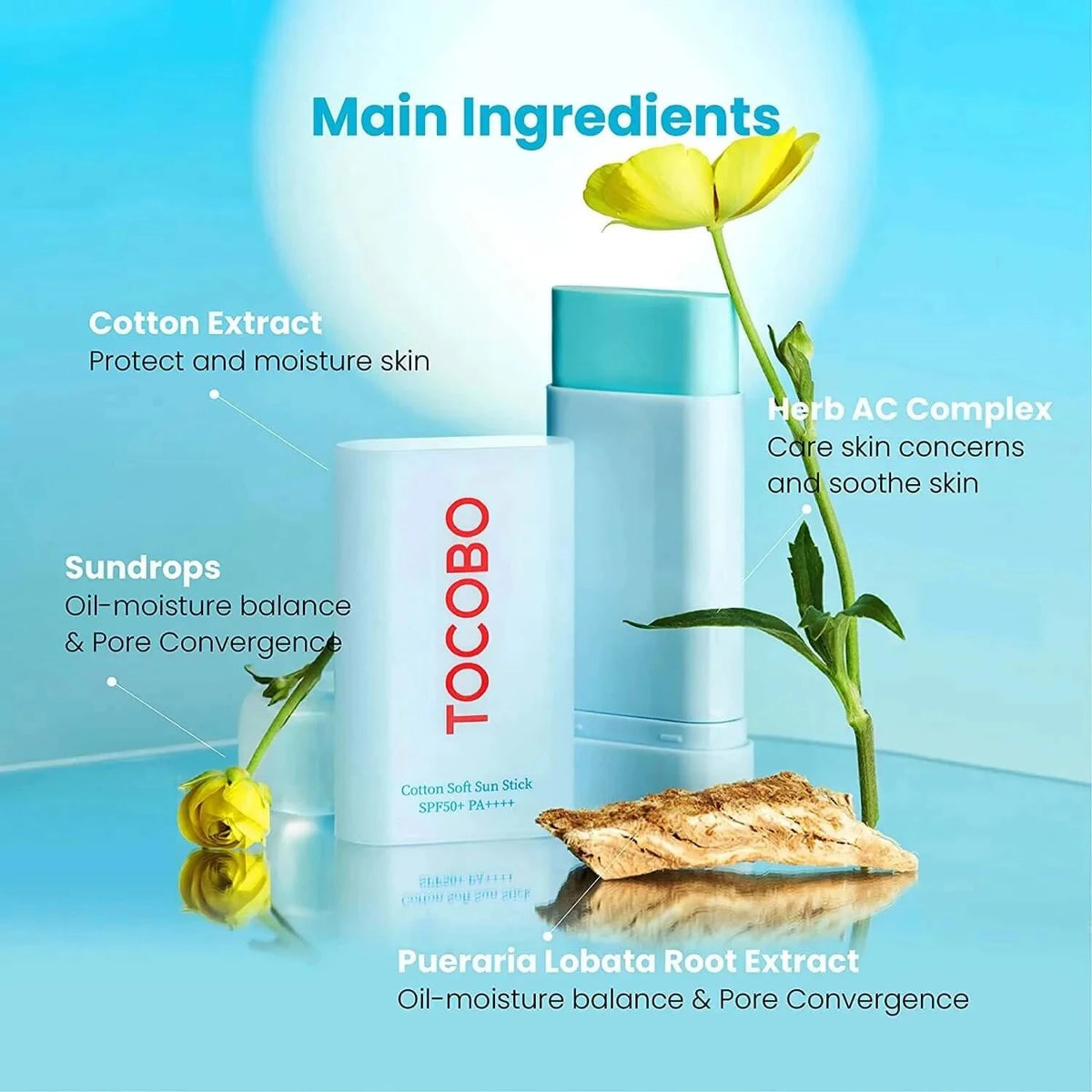 Saules aizsargzīmulis TOCOBO COTTON SOFT SUN STICK SPF50+ PA++++