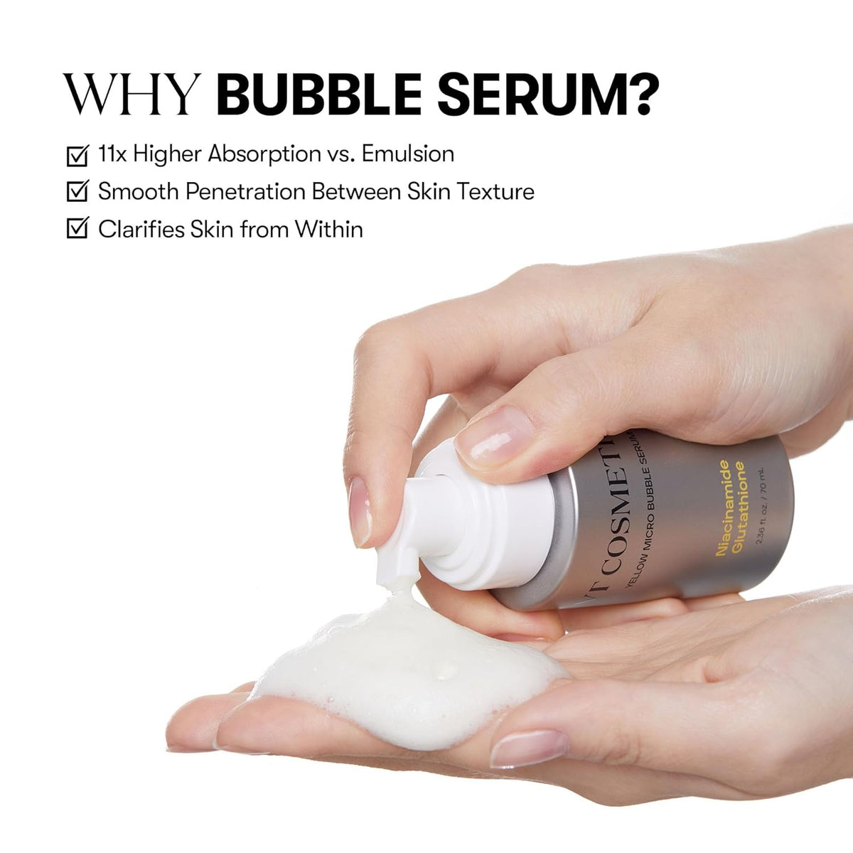 VT Cosmetics Yellow Micro Bubble Serum Niacinamide Glutathione