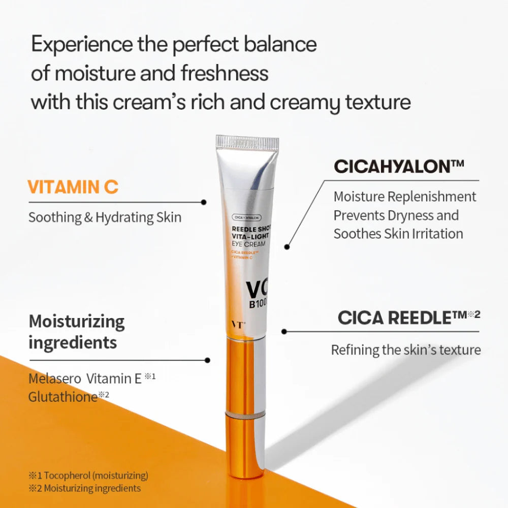 Masāžas krēms ādai ap acīm ar mikro adatām un B3 vitamīnu VT Cosmetics Reedle Shot Vita-light Eye Cream