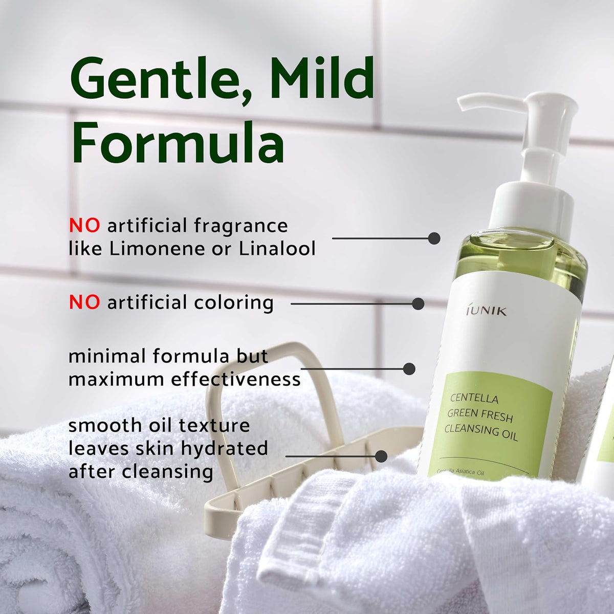 Hidrofīlā eļļa ar Āzijas centellu iUNIK Centella Green Fresh Cleansing Oil