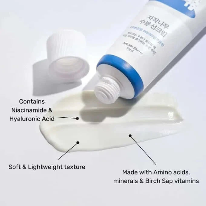 Mitrinošs saules aizsargkrēms ar bērzu sulu Round Lab Birch Juice Moisturizing Sunscreen SPF50+ PA++++