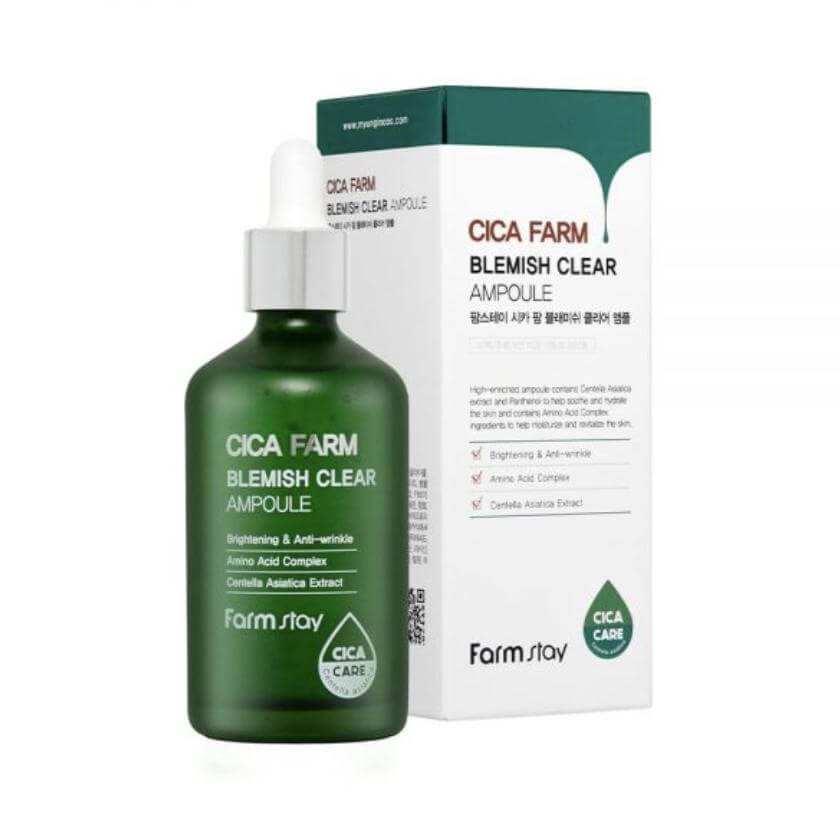Ampulu serums ar Āzijas centellu FarmStay Cica Farm Blemish Clear Ampoule