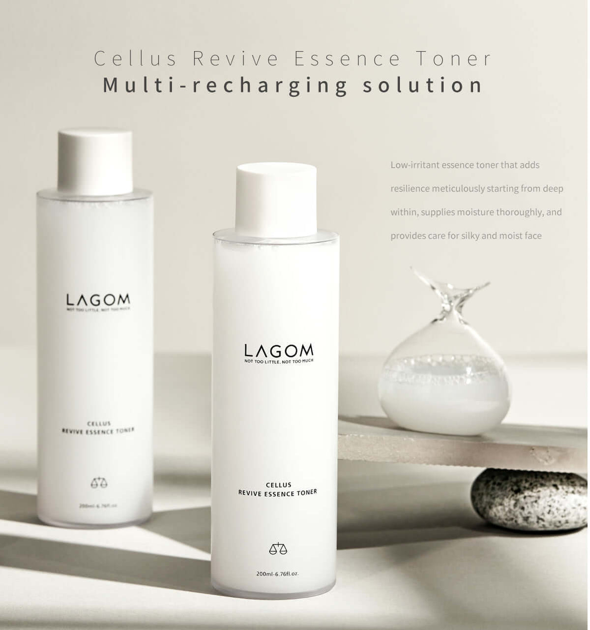 Toniks-esence dziļai ādas mitrināšanai ar adenozīnu Lagom Cellus Revive Essence Toner