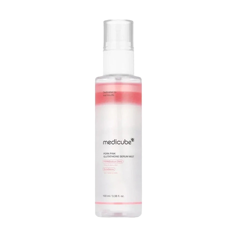 Serums-izsmidzināmais līdzeklis mirdzuma piešķiršanai ādai Medicube PDRN Pink Glutathione Serum Mist
