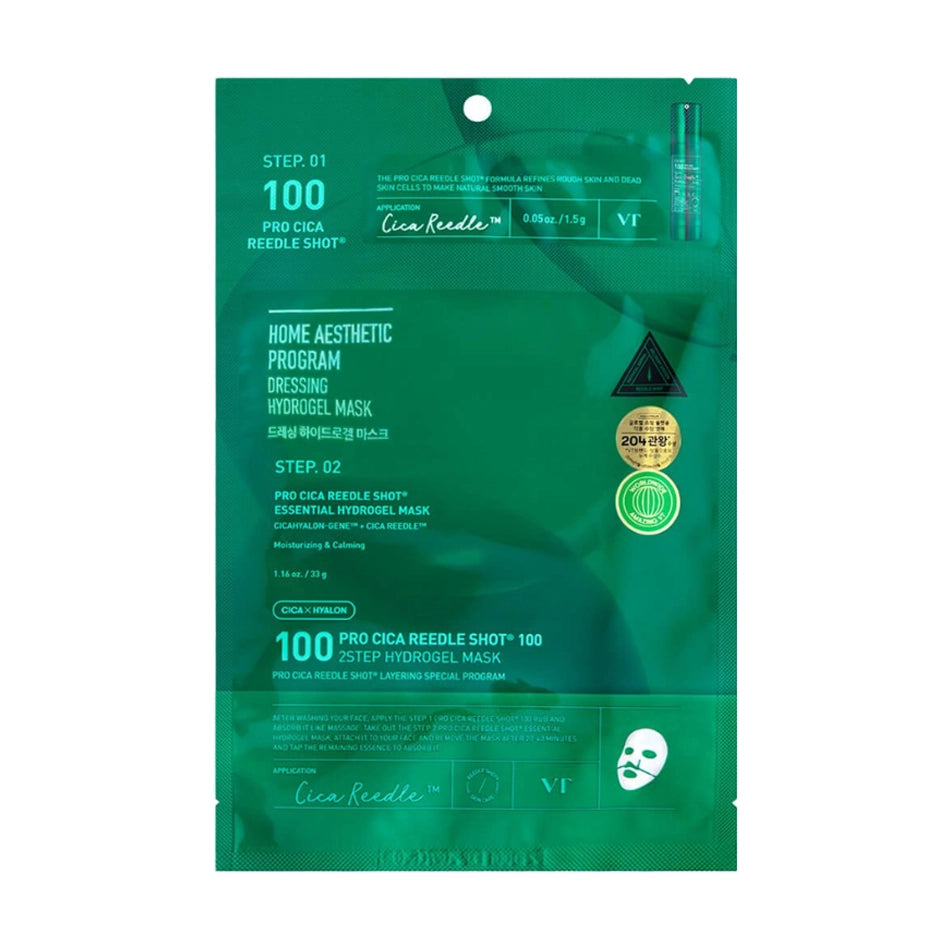 Divu tekstūru hidrogela maska ar centellu VT Cosmetics Pro Cica Reedle Shot 100 2Step Hydrogel Mask